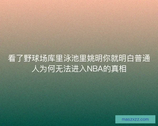 看了野球场库里泳池里姚明你就明白普通人为何无法进入NBA的真相